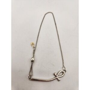 Alex and Ani Sterling Silver 925 Ankh Cross Adjustable Pull Chain Bracelet